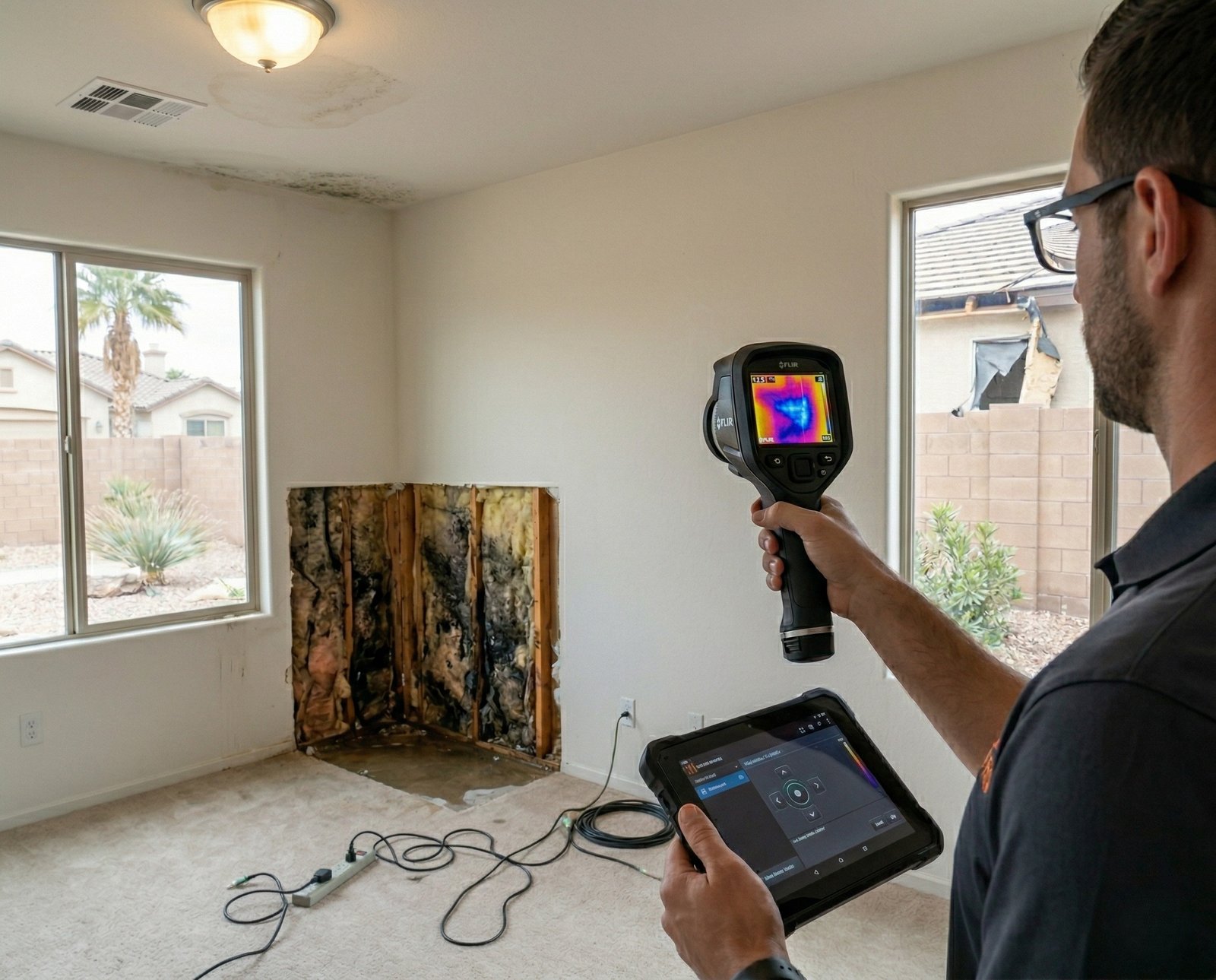Water damage thermal inspection